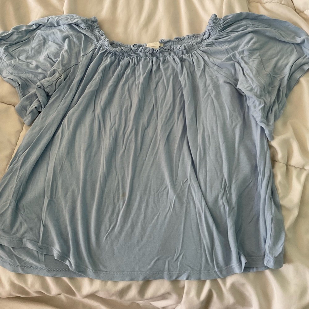 baby blue h and m off the shoulder top